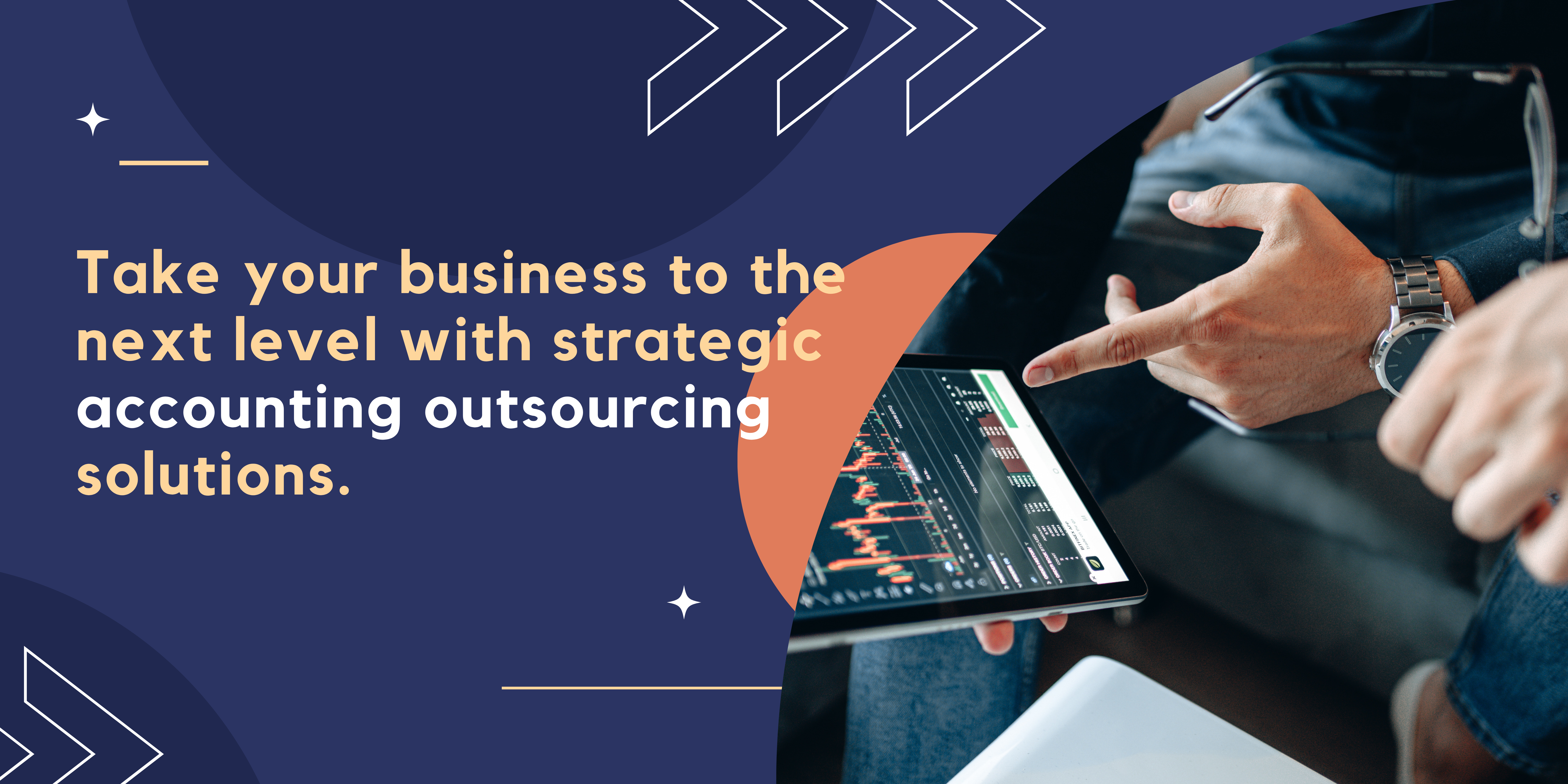 "Image: Business professionals collaborating on financial documents, symbolizing strategic accounting outsourcing solutions for business growth."